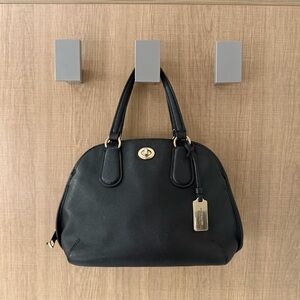 Vintage Coach Chelsea Satchel Black Leather Turnlock Top Handle Bag Classic